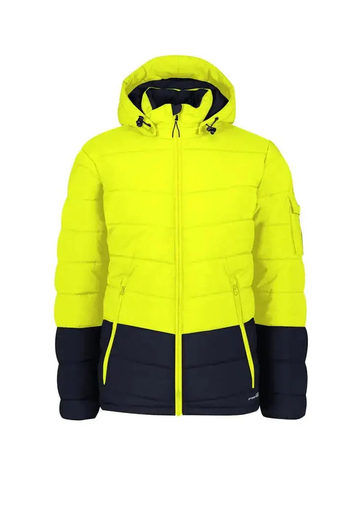 Syzmik Workwear Unisex Streetworx Hooded Puffer Jacket ZJ240 Work Wear Syzmik Yellow/Navy XXS
